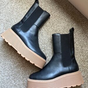 H&M Black and Tan Platform Boots